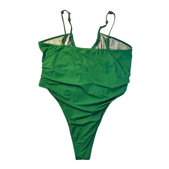 Womens Swimsuit Sz 24 Green Ruched Bead Detail Swimsuit By. PrettyLittleThing - Picture 9 of 13